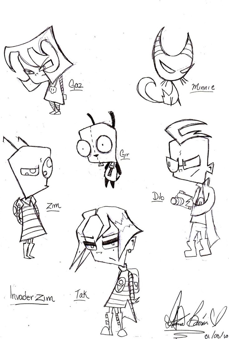 735x1088 Invader Zim The Characters By Jackfreak1994