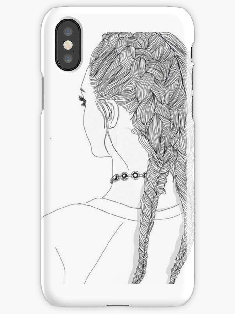 750x1000 Outline Girl 2 Braids Tumblr Transparent Iphone Cases Amp Skins By
