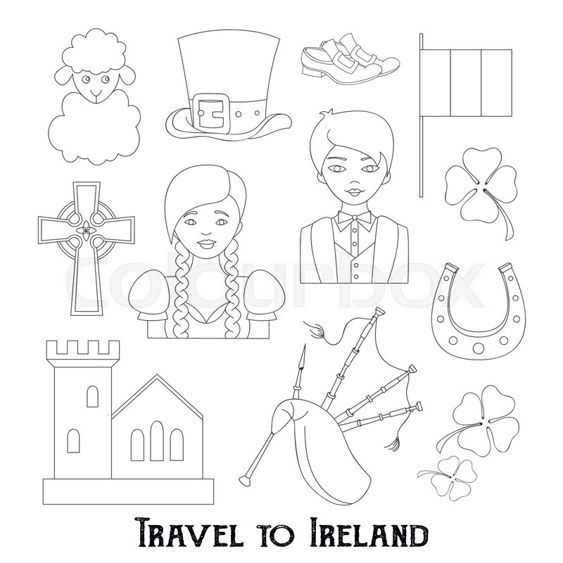 800x800 Hand Drawn Doodle Ireland Set Vector Illustration Sketchy Irish