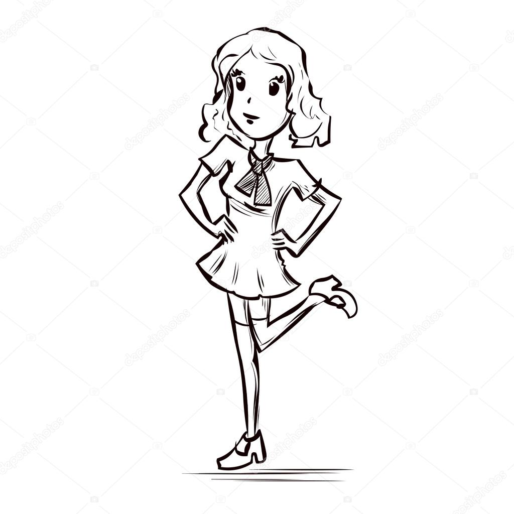 1024x1024 Cute Irish Girl Dancing A Jig Stock Vector Dergriza