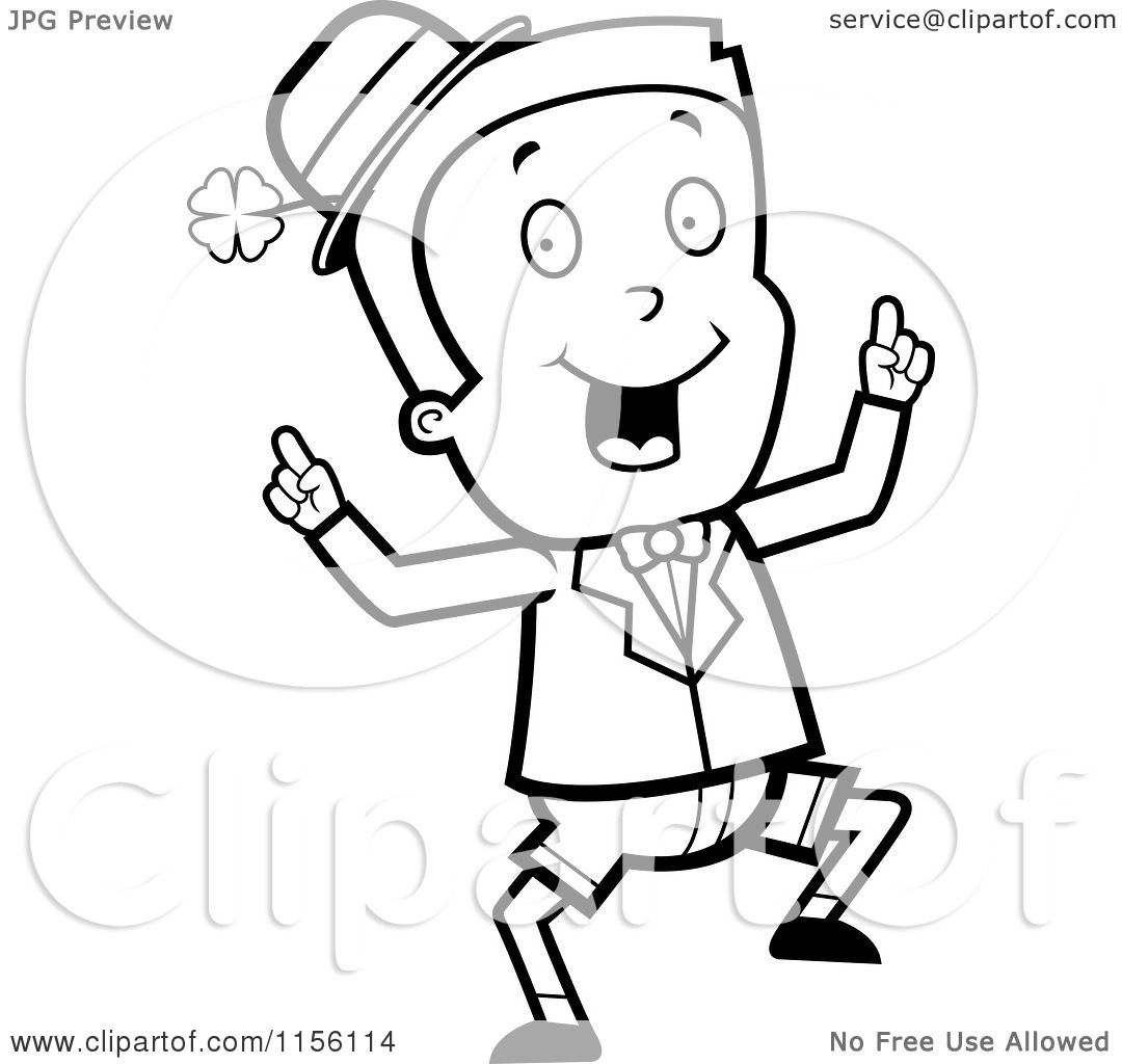 1080x1024 Cartoon Clipart Of A Black And White Happy Dancing Irish