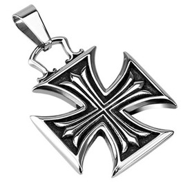 262x266 Iron Cross Within Celtic Maltese Cross Stainless Steel Pendant W