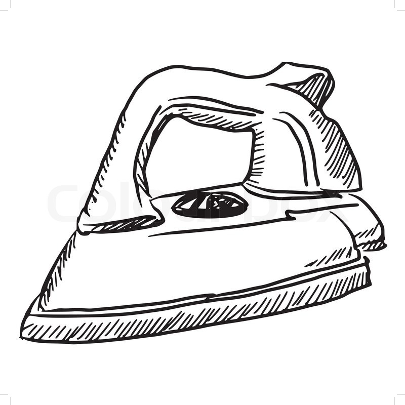 800x800 Hand Drawn, Sketch Illustration Of Steam Iron Stock Vector