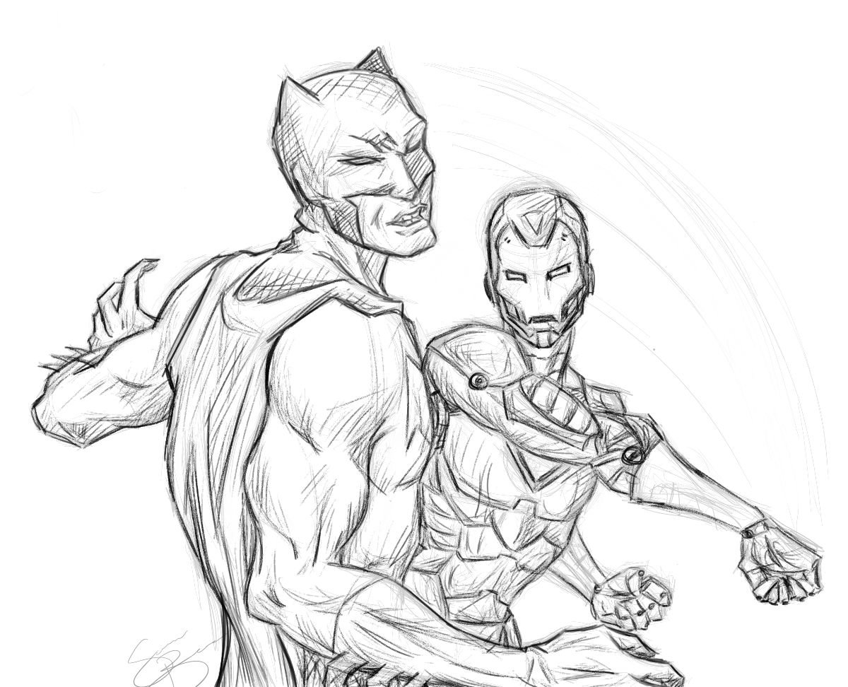 1200x972 Iron Man Vs. Batman Sketch By Of Unsound Mind