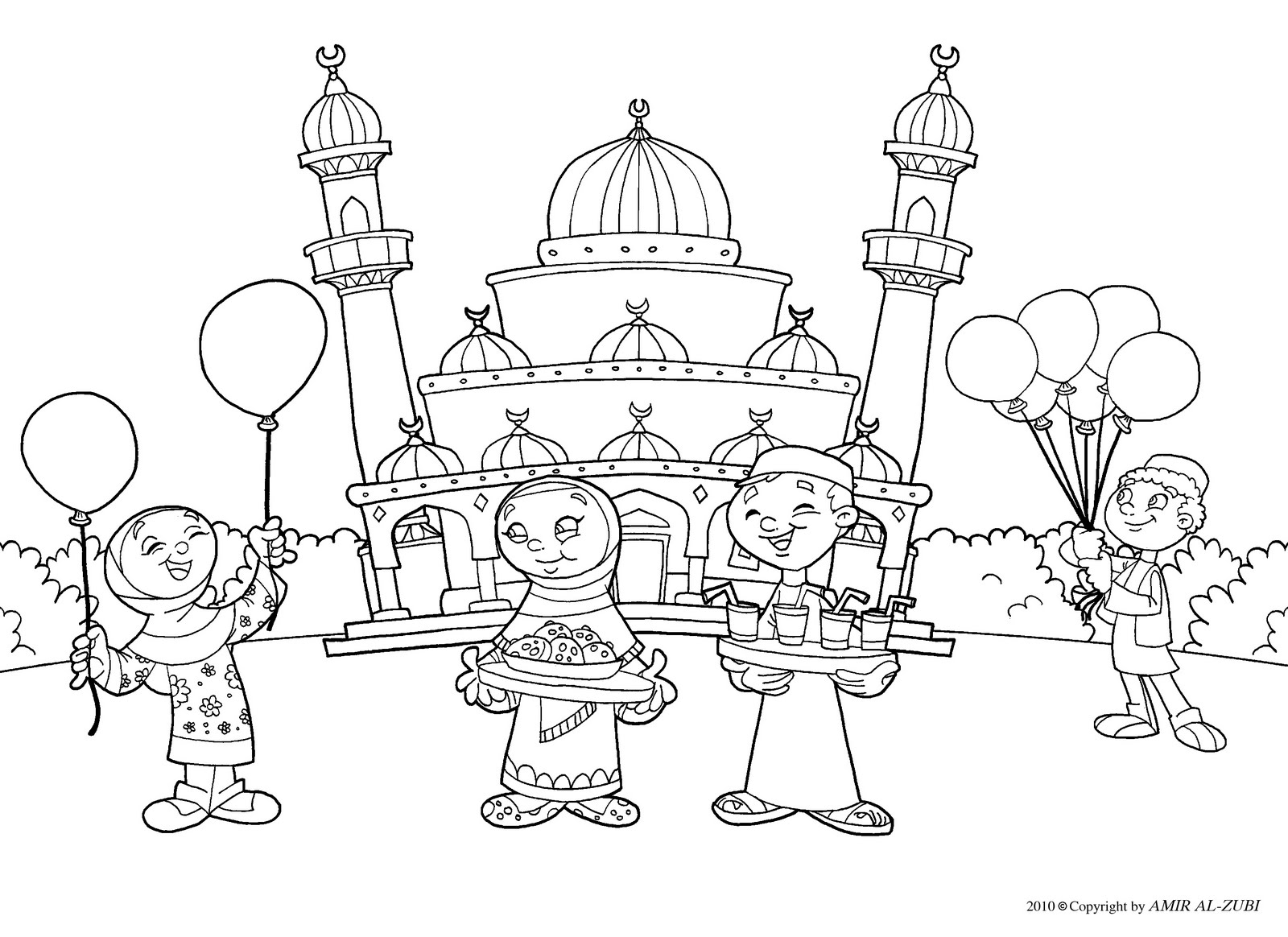 1600x1164 New Muslim Kids Eid Coloring Page