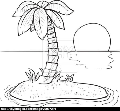 512x472 Desert Island Vector Sketch Vector