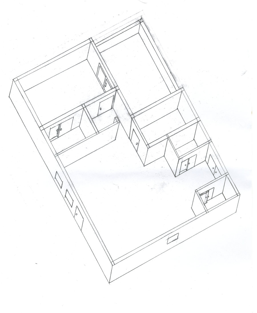 900x1096 Isometric Drawing Of House By Poorartman