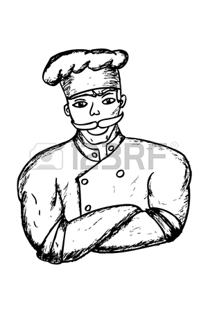 300x450 Hand Draw Sketch Of Muscle Chef Stock Photo, Picture And Royalty