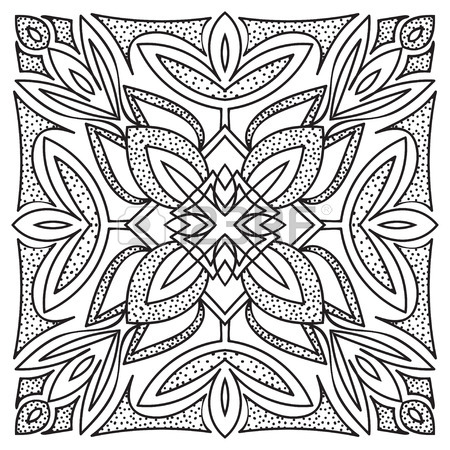 450x450 Hand Drawing Mandala Element, Red Flower Silhouette. Italian