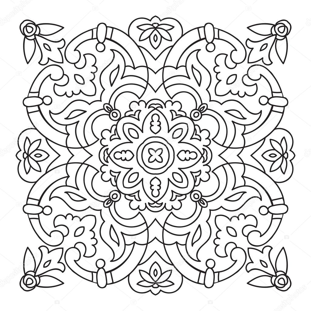 1024x1024 Hand Drawing Zentangle Mandala Element. Italian Majolica Style