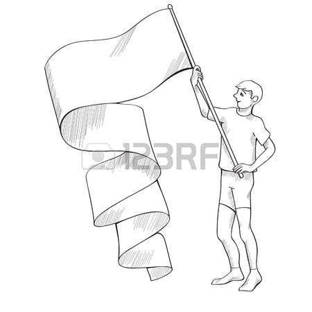 450x450 Silhouette Illustration Of A Man Holding The Flag Of Italy, Flag