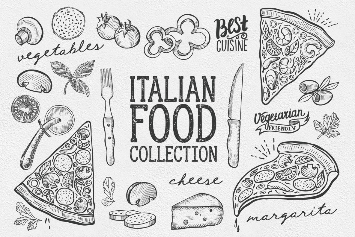 1184x792 Italian Food Illustrations