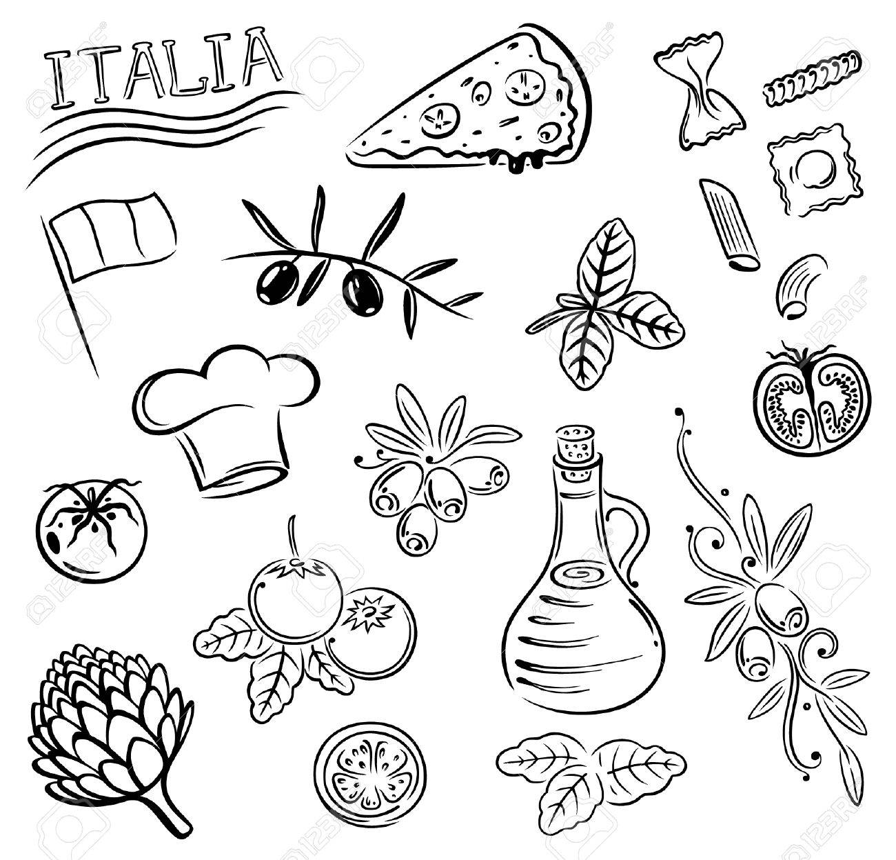 1300x1247 Gastronomy And Cooking Vector Set, Italian Food. Royalty Free