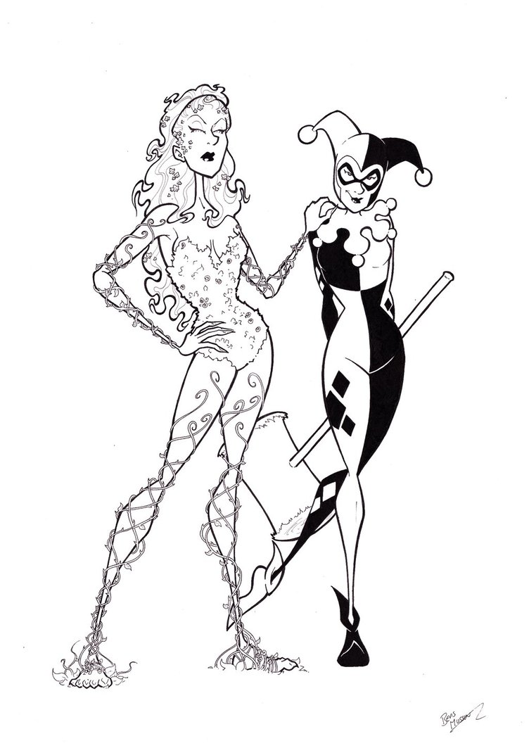 752x1063 Poison Ivy And Harley Quinn By Bevismusson