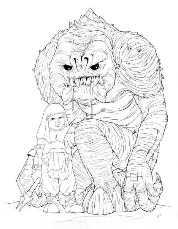 600x769 Cute Rancor And Keeper Ink Drawing By Jeff Confer Artwork
