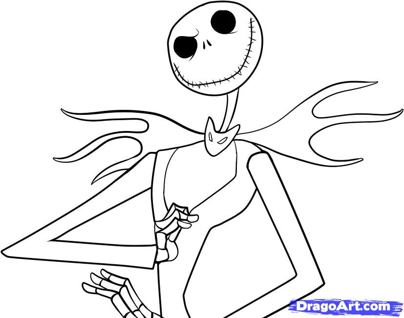 827x651 How To Draw Jack Skellington, Step By Step, Characters, Pop