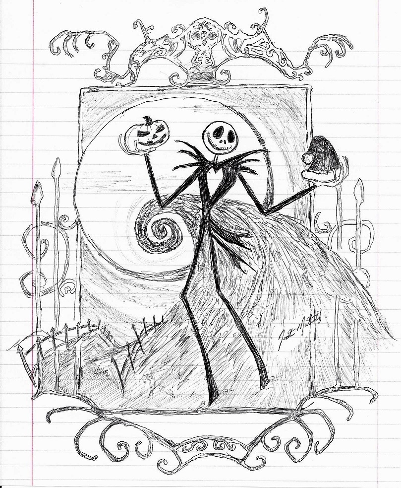 809x983 Jack Skellington (Pen Sketch) By Jonmarkiewitz