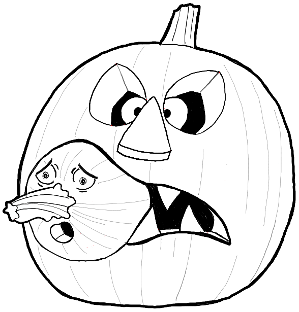 588x615 How To Draw A Jack O Lantern Eating A Baby Pumpkin In Easy
