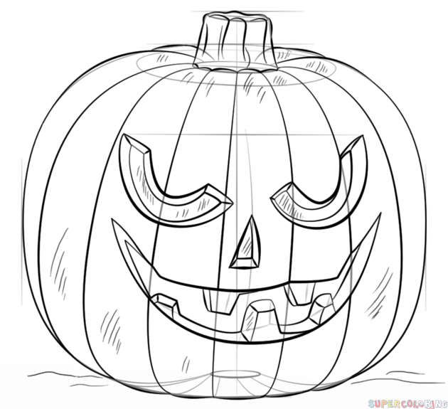 630x575 How To Draw A Jack O' Lantern Step By Step Drawing Tutorials