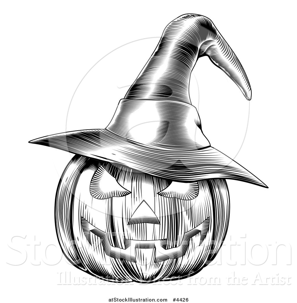 1024x1044 Vector Illustration Of A Black And White Halloween Woodcut