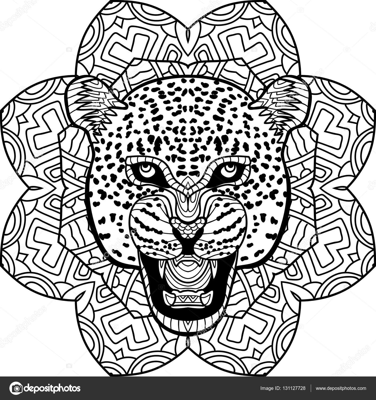 1600x1700 Coloring Page Fordults. Stern Jaguar On Background