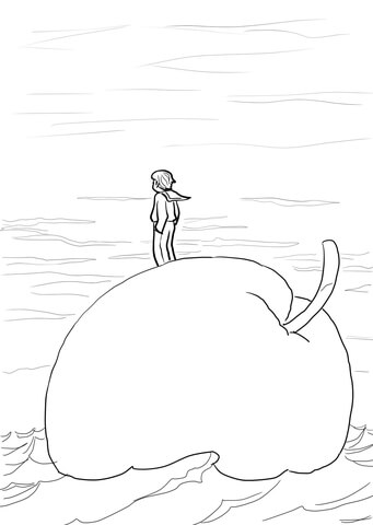 341x480 James And The Giant Peach Floating In The Ocean Coloring Page