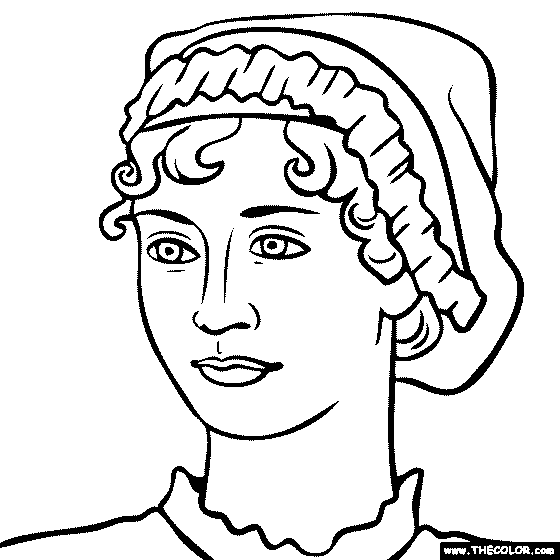 560x560 Jane Austen Coloring Page