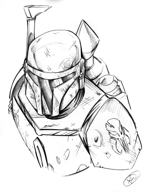 603x800 Awesome Pencil Sketch Of Boba Fett. Artist Unknown. Mandalorian