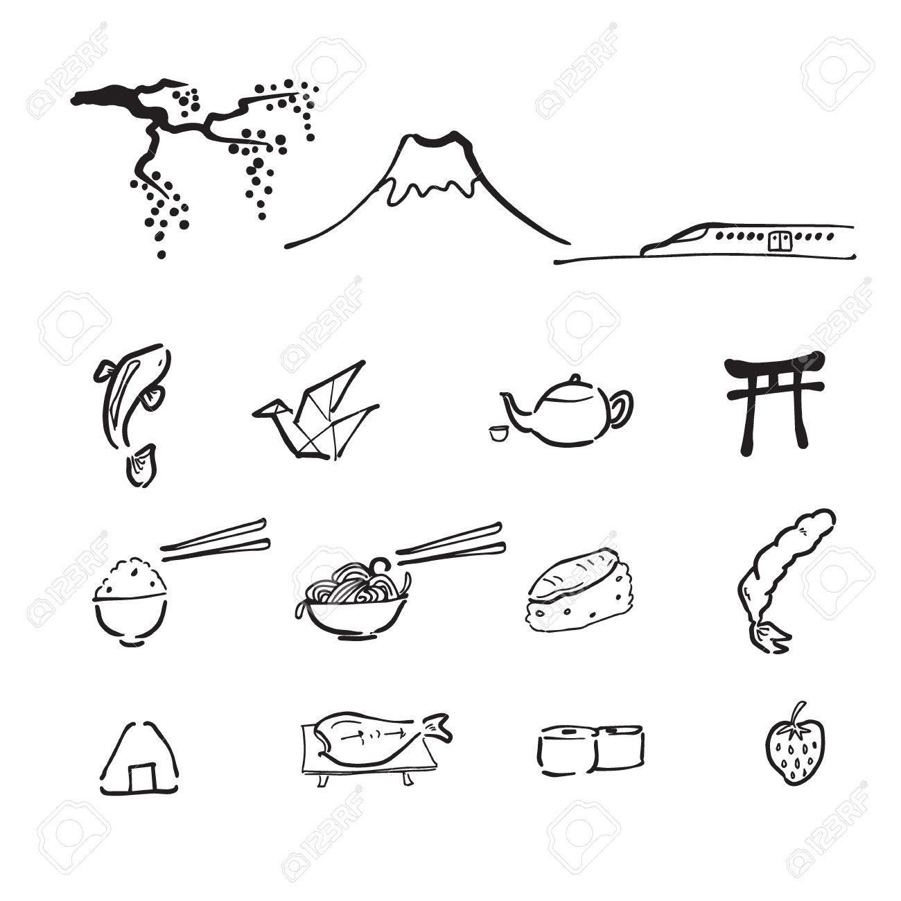 1300x1300 Japan Travel Drawing Doodle Icons Royalty Free Cliparts, Vectors