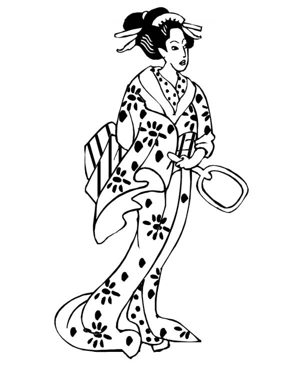 600x776 Geisha Princess Of Japan Coloring Page Coloring Sky