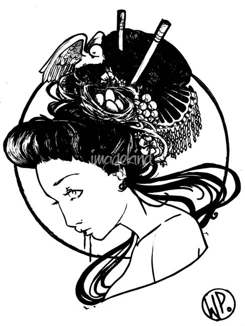 489x650 Stunning Geisha Ink Drawings And Illustrations For Sale On Fine