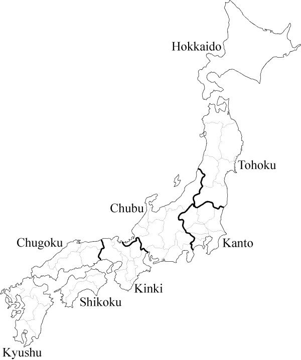 600x718 Map Of Japan Showing The Districts Surveyed In The Present Study