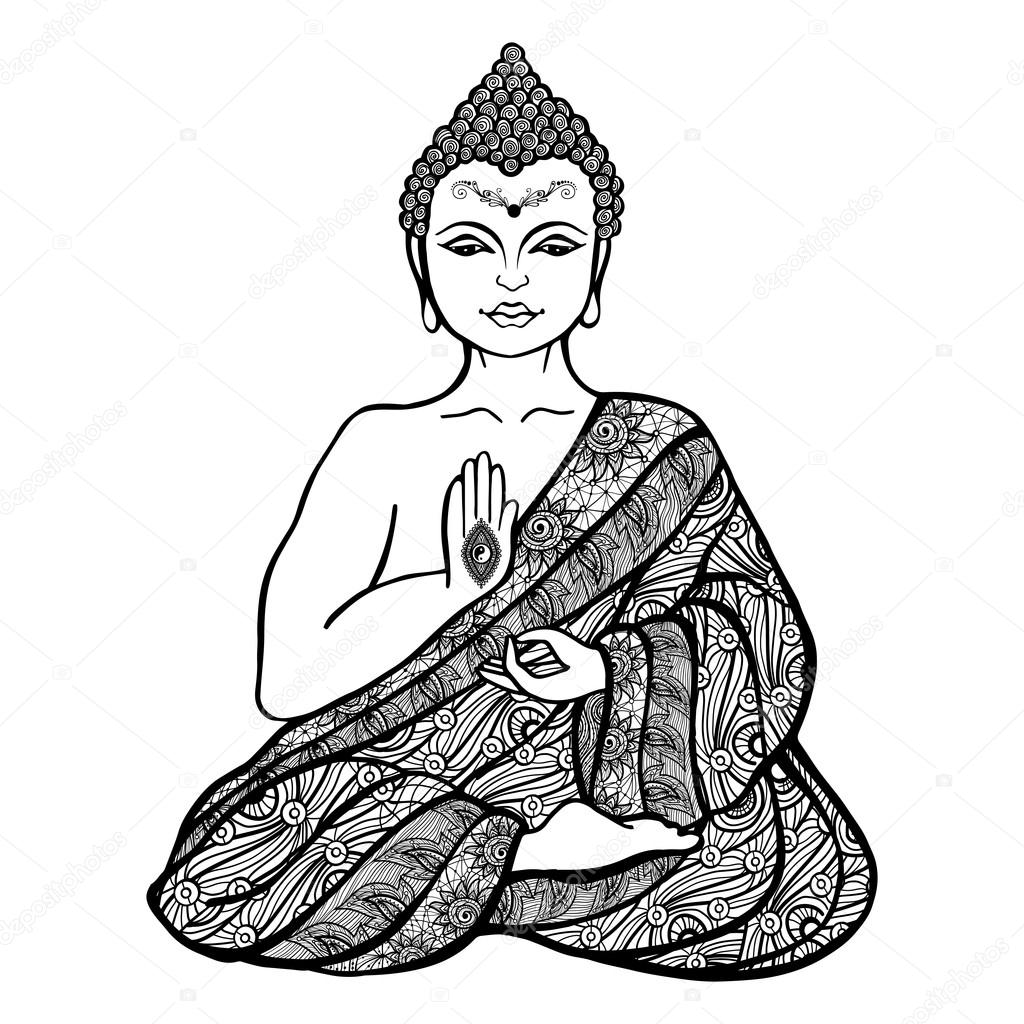 1024x1024 Decorative Buddha Sketch Stock Vector Macrovector