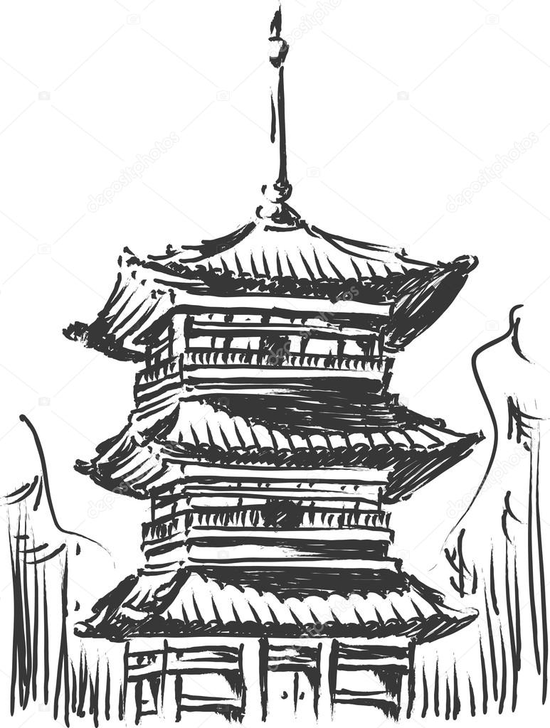 773x1024 Sketch Of Japan Landmark