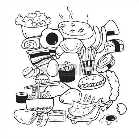 450x450 Food Japanese Restaurant Menu Cartoon Drawing Royalty Free