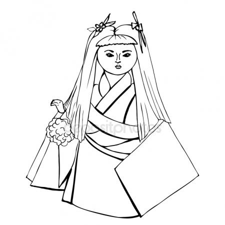 450x450 Hand Drawn Japanese Cherry And Girl Stock Vector Whynotme.cz