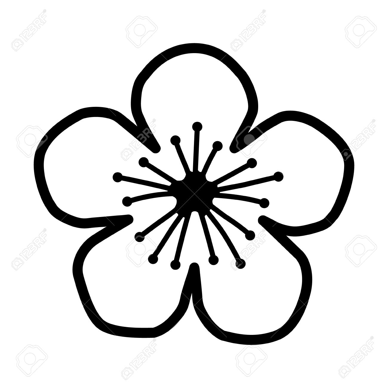 1300x1300 Peach Or Cherry Blossom Flower Line Art Icon For Apps And Websites