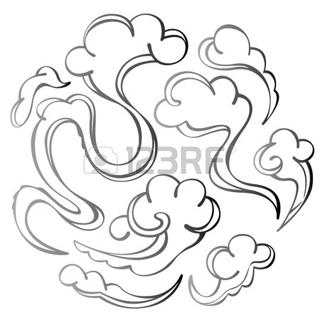 450x450 Japanese Or Chinese Style Cloud Design Set Royalty Free Cliparts