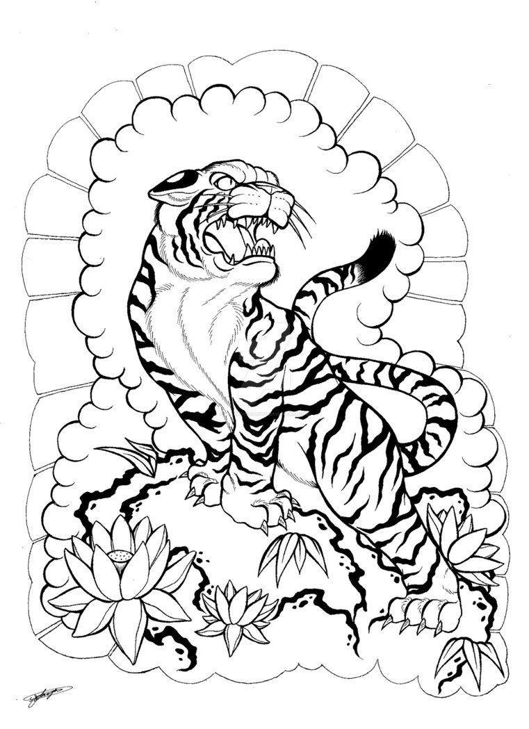 761x1049 My Japanese Tiger And Floral Tattoo Design! 3 By Shannonxnaruto