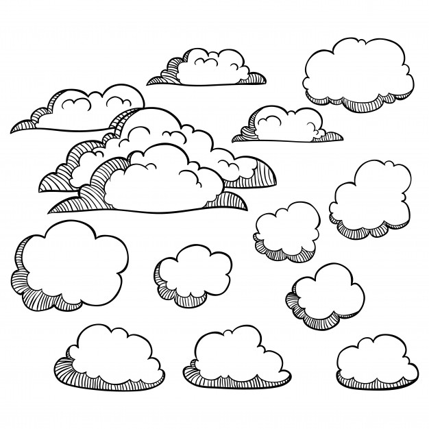626x626 Set Of Doodle Clouds On White Background Vector Premium Download