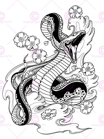 338x450 Painting Drawing Illustration Japanese Demon Snake