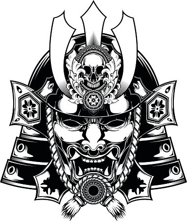382x453 Samurai Mask Japanese Premium Clipart