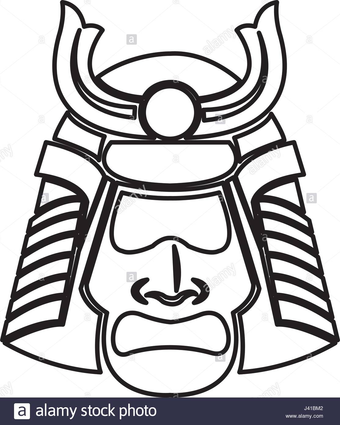 1113x1390 Samurai Face Mask Japanese Warrior Image Line Stock Vector Art