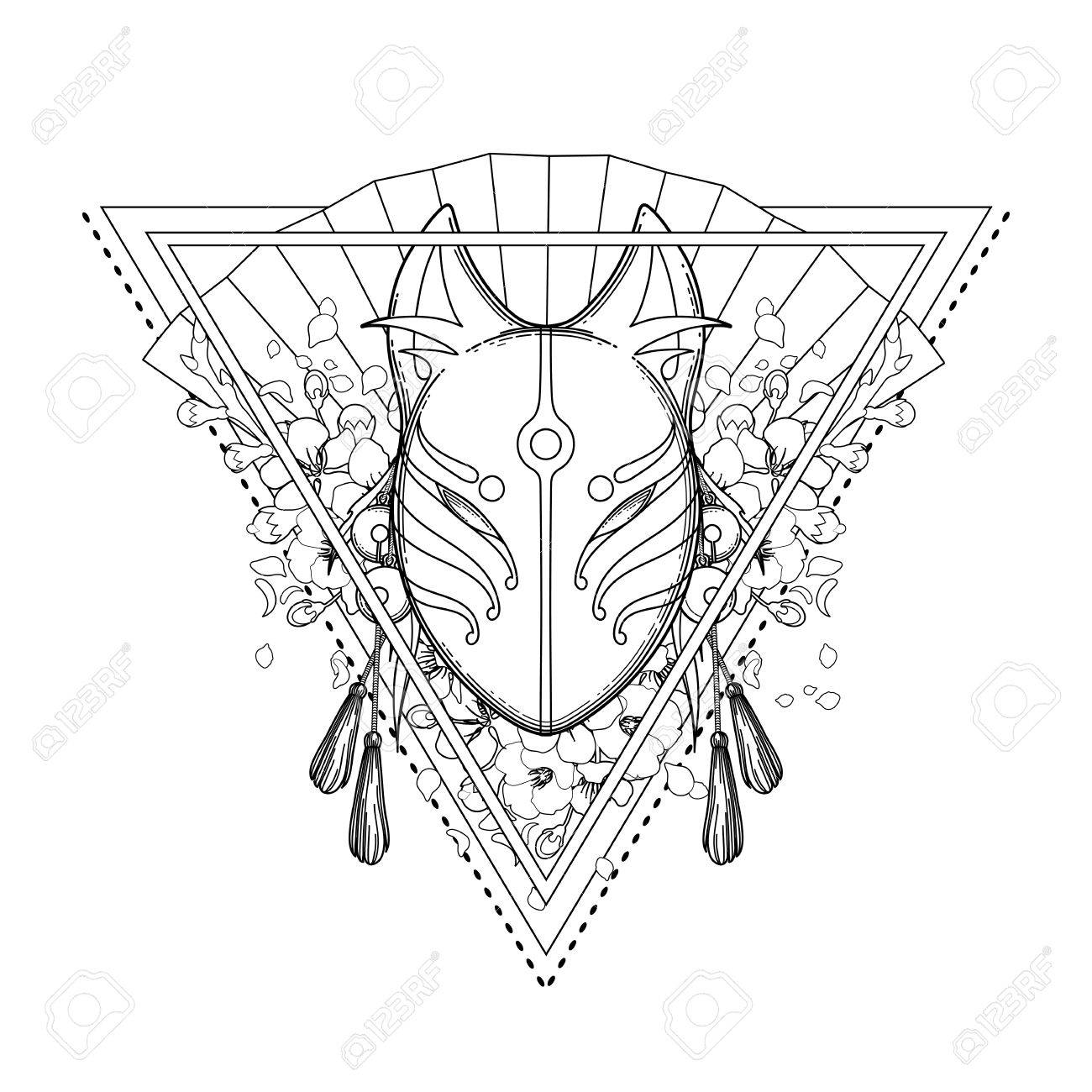 1300x1300 Graphic Demon Fox Mask Royalty Free Cliparts, Vectors, And Stock