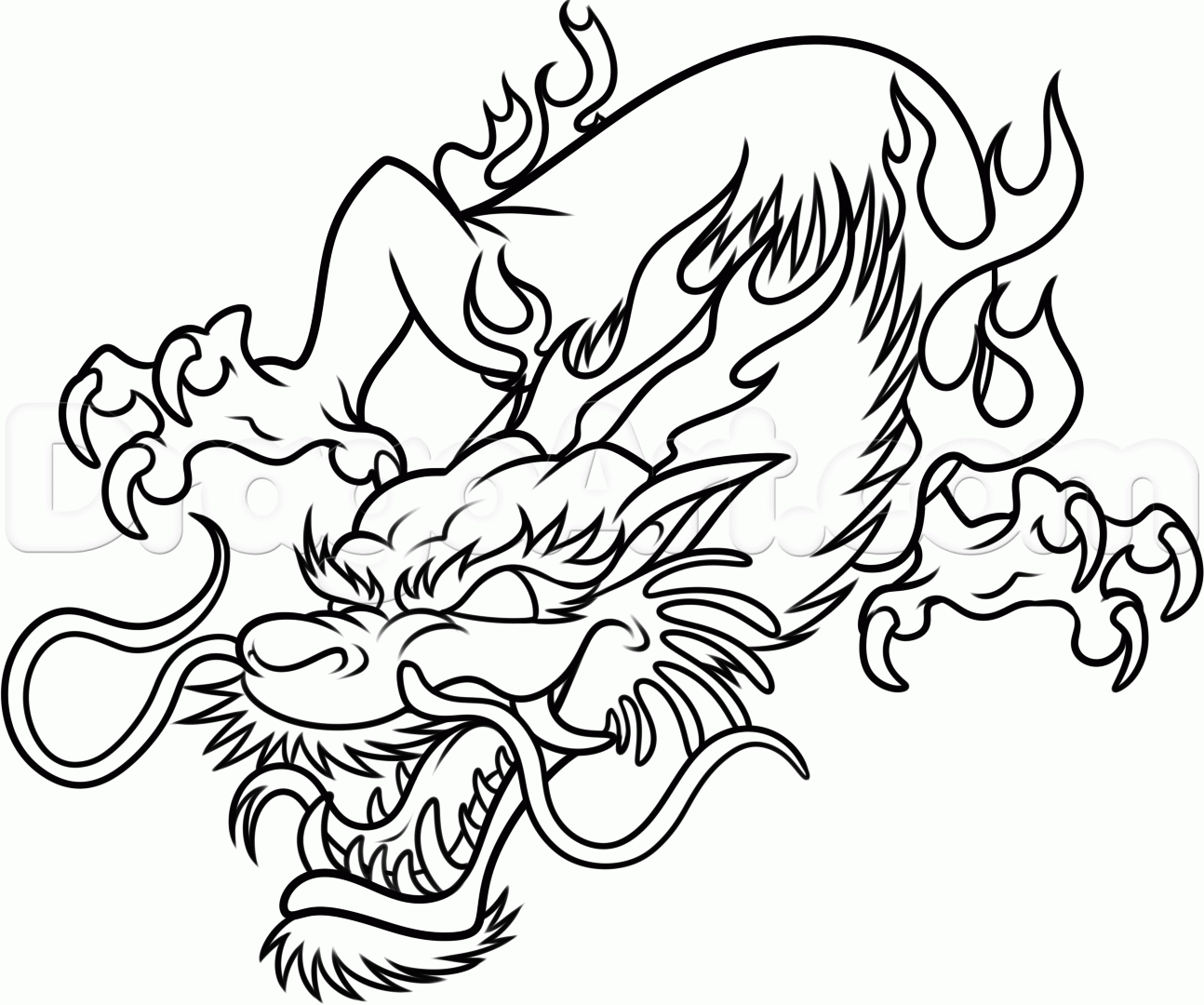 1294x1080 How To Draw A Chinese Dragon Tattoo Step 13 Art Work Inspiration
