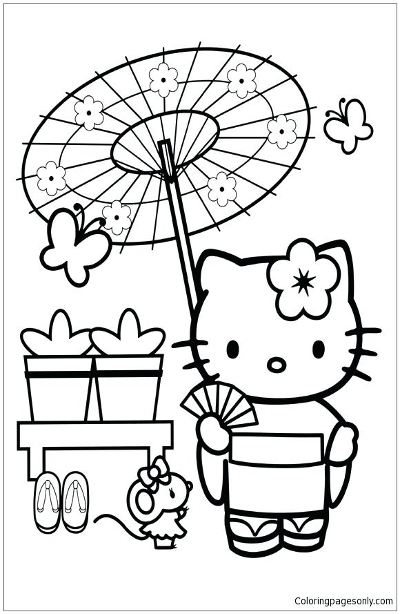 580x889 Japanese Dragon Coloring Sheets Hello Kitty In Japan Page Free