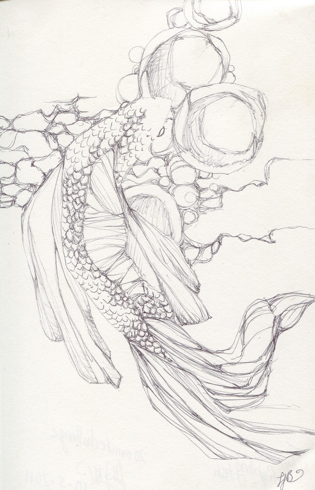 1027x1600 Japanese fighting fish This Is A 20 Minute Ball Point Pen