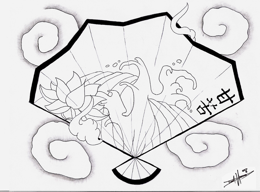 846x627 Japanese Fan Tattoo Flash By Aworldasleep