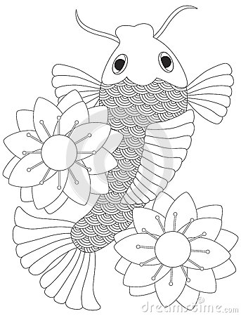 343x450 Royalty Free Stock Photography Japanese Or Chinese Koi Fish Line