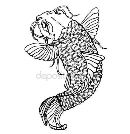436x449 Sketch Tattoo Japanese Catfish Close Detailed Sketch Fish Stock